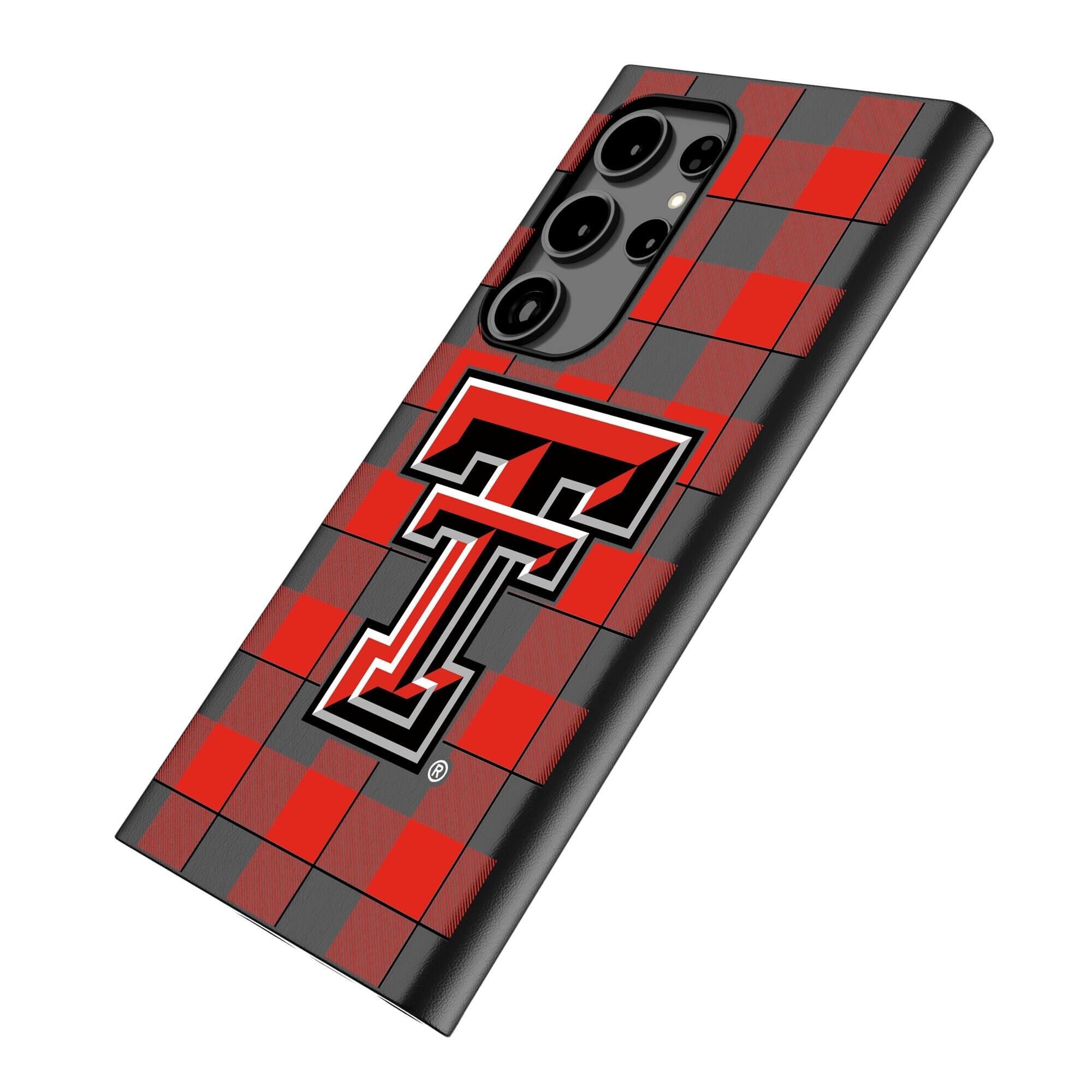 Alt View 1. Keyscaper - Texas Tech Red Raiders Plaid Galaxy Magnetic Bump Case - S24 - Black.
