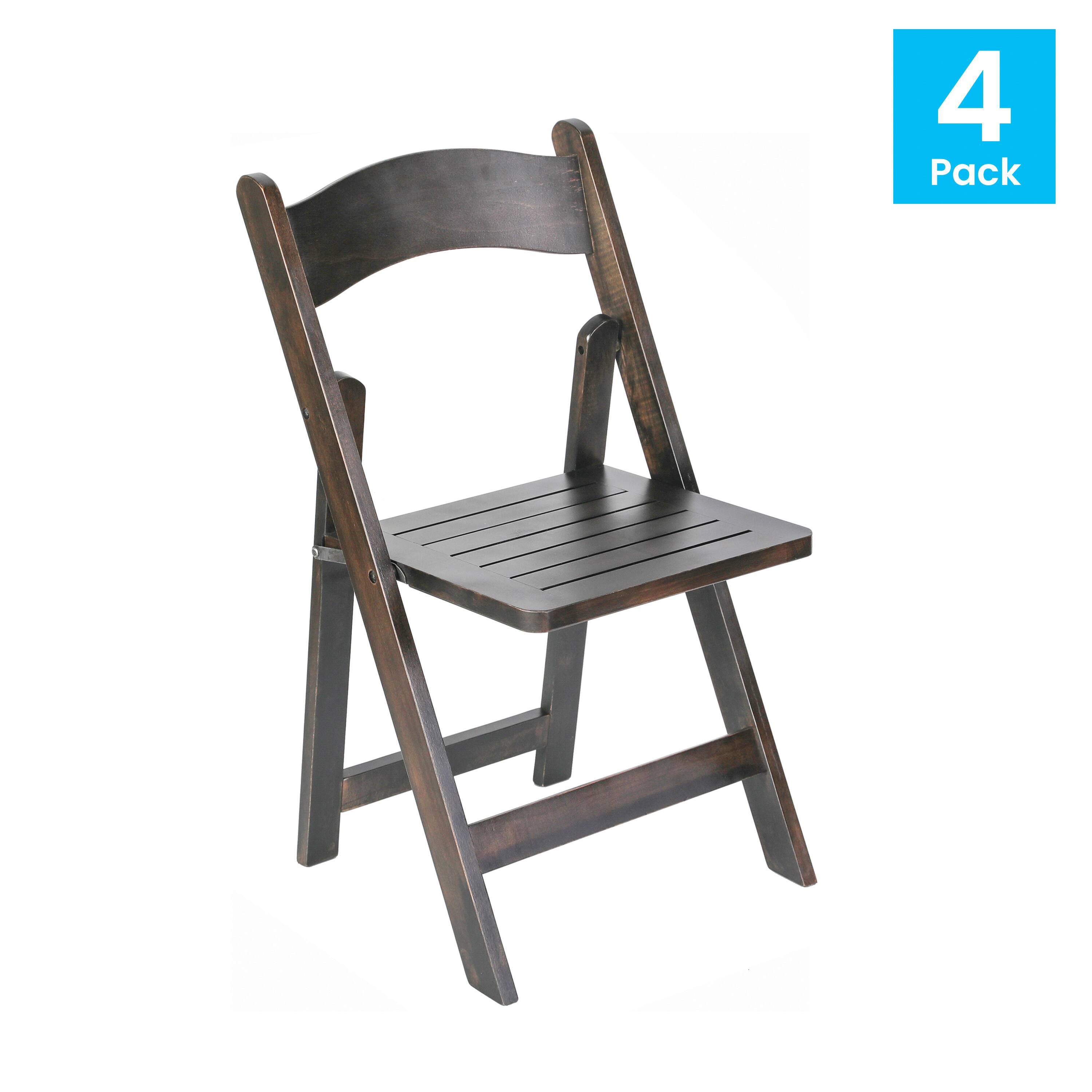 Alt View 1. Emma + Oliver - Magill Set of 4 Solid Wood Foldable Dining Chairs - Early American Wood.