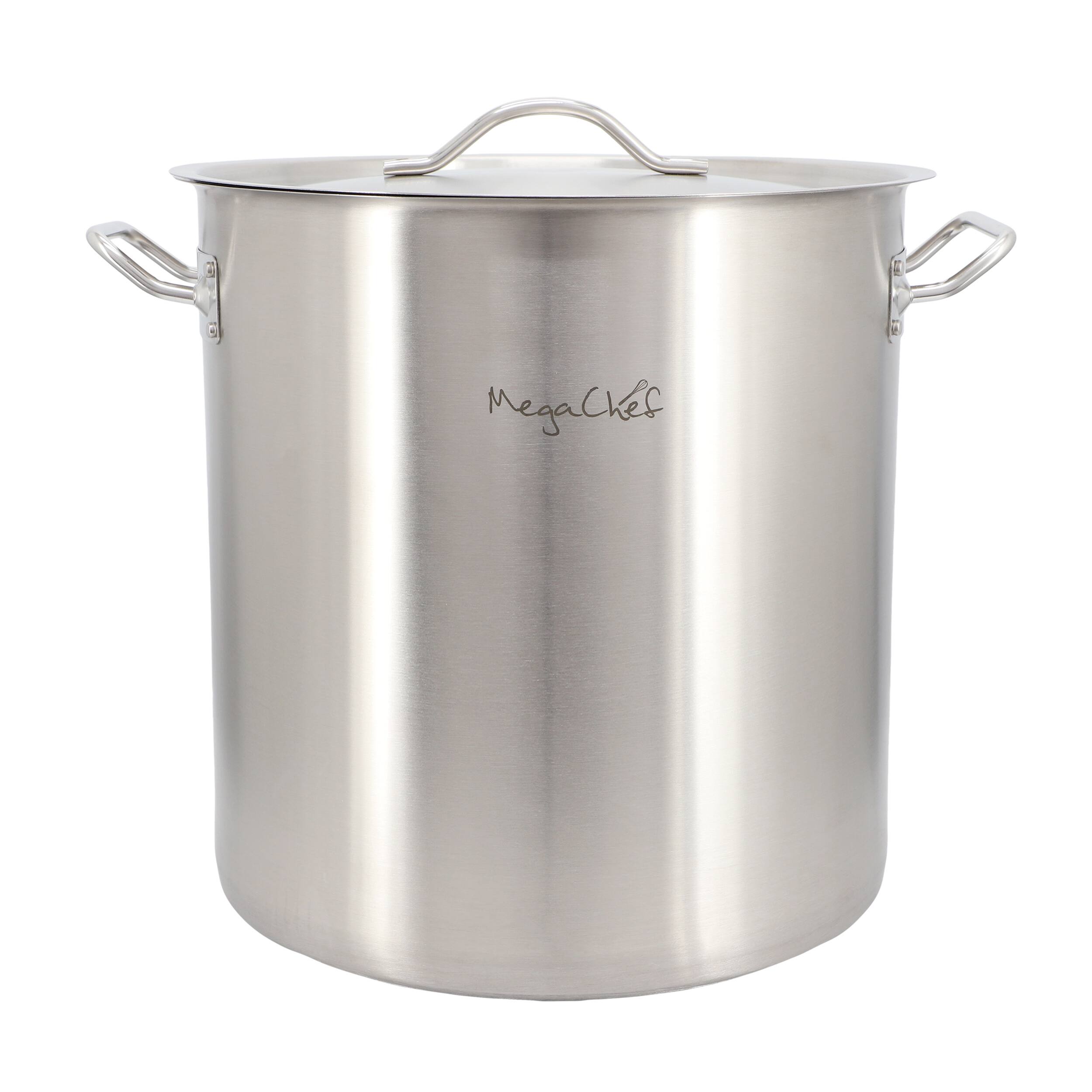 Alt View 6. MegaChef - MegaChef Professional Kitchen 38.5 Quart Round Stainless Steel Stock Pot with Lid - Silver.