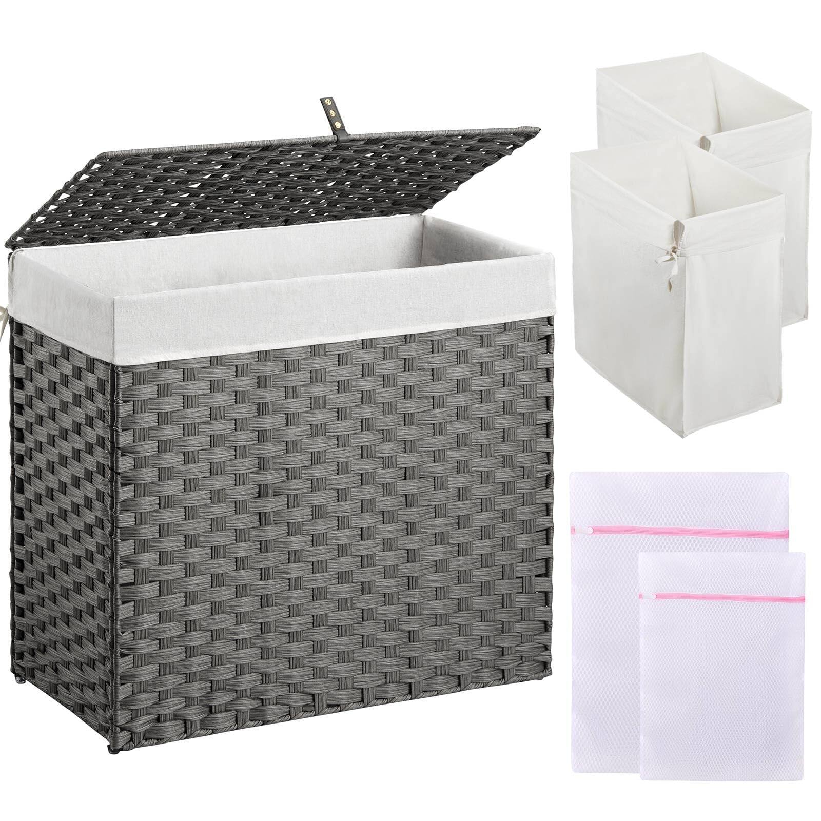 JETRANSPORT Laundry Hamper With Lid 90l Clothes 2 Removable Liner Bags ...