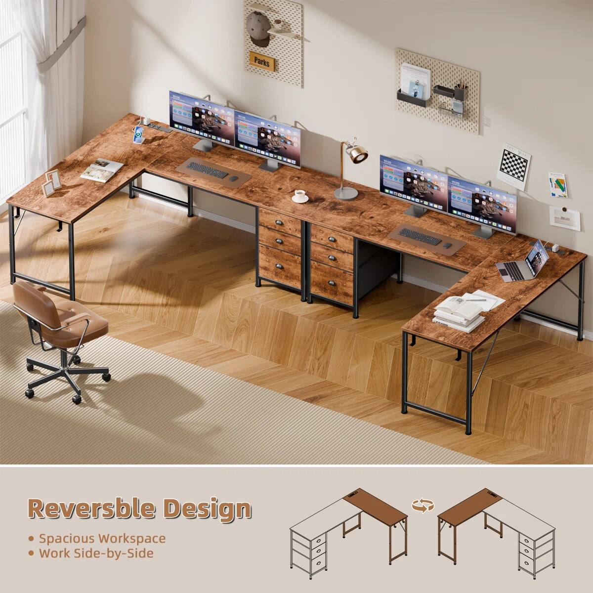 Reversible Design  
- Spacious Workspace  
- Work Side-by-Side