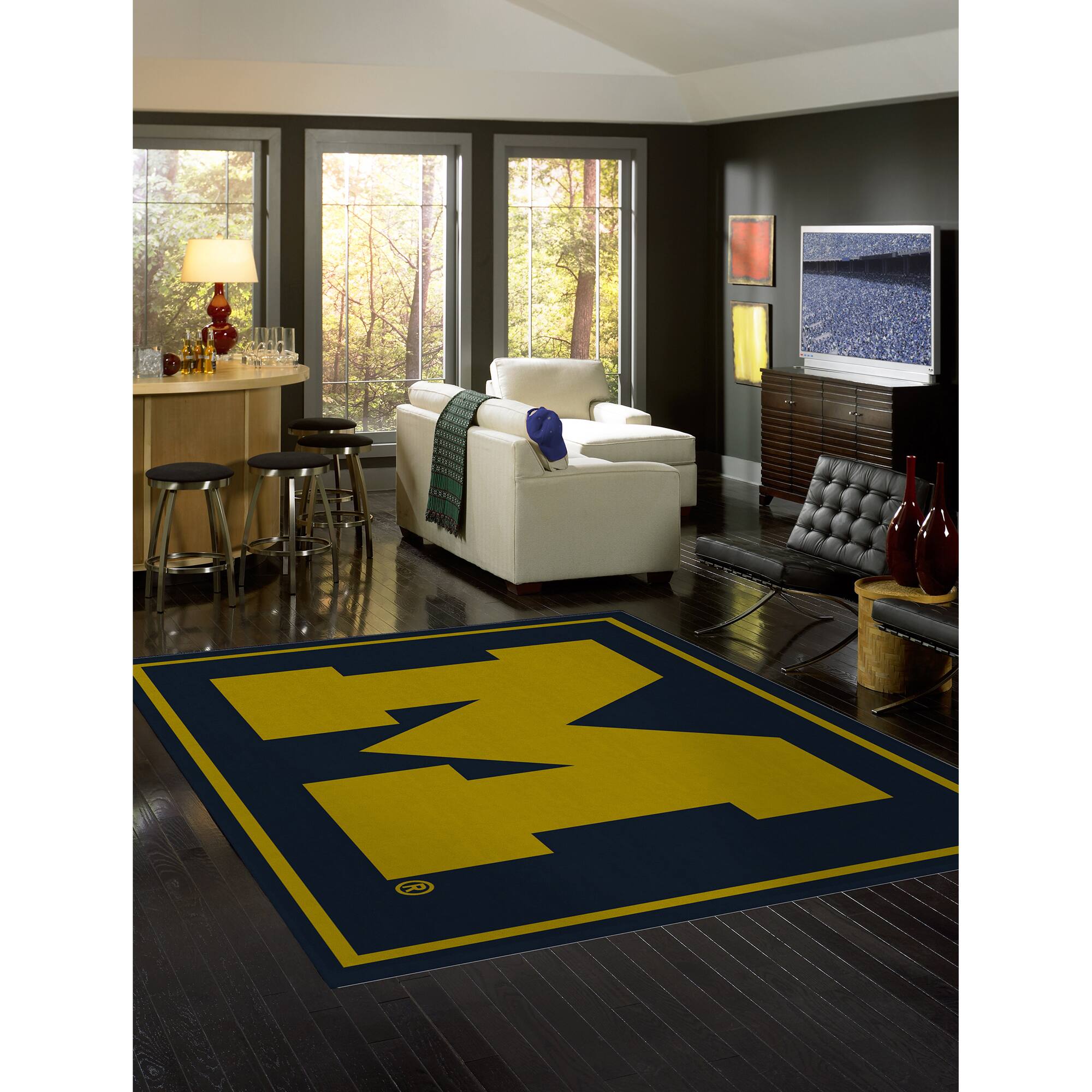 Alt View 1. Imperial - Michigan Wolverines 7'8'' x 10'9'' Spirit Rug - Black.