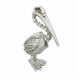 Fancy That - Pelican Skeleton Statue Distressed Resin Gothic Tabletop Decor 11.5 Inch - White