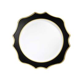 American Atelier - Scallop Gold with White Center Set of 4 Charger Plates 13"D - Black