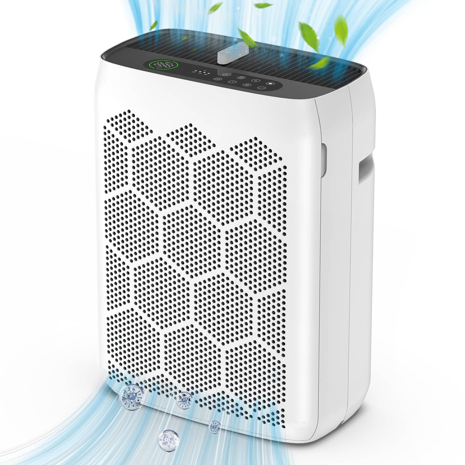 Front. Teendow - Teendow Air Purifier for Home Large Room up to 2200 Sq.ft, H13 HEPA Filter with PM2.5 Display, Timer, Sleep Mode - White.
