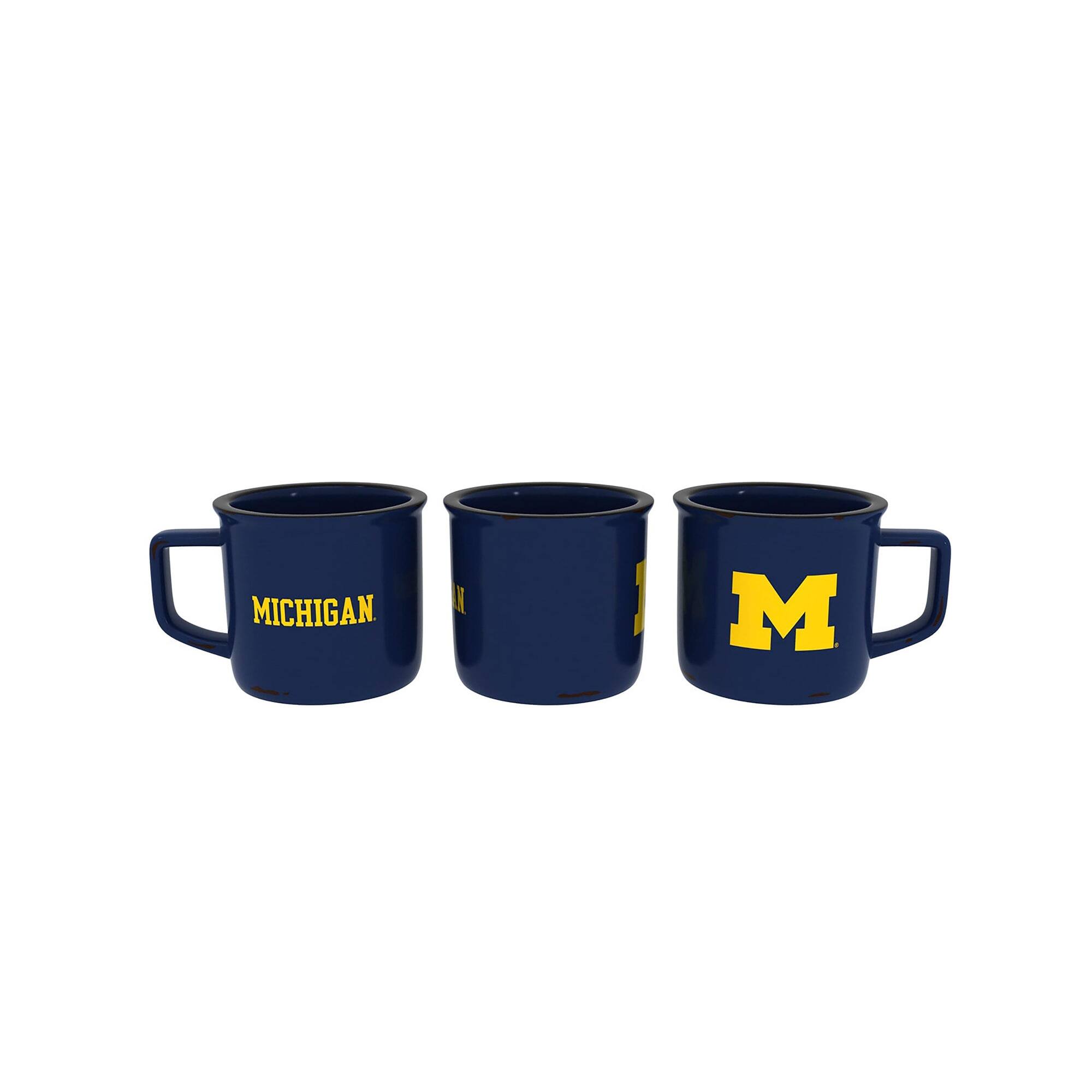 Alt View 1. Evergreen Enterprises - Michigan Wolverines 14oz. Ceramic Camp Cup with Gift Box - Multicolor.