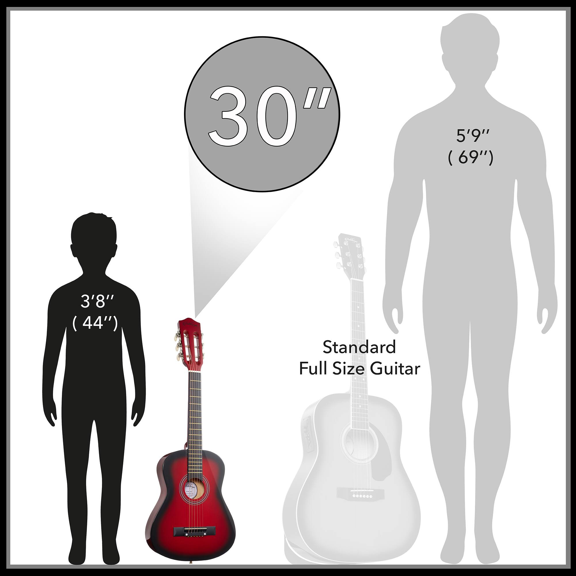 30"  
5'9" (69")  
3'8" (44")  
Standard Full Size Guitar
