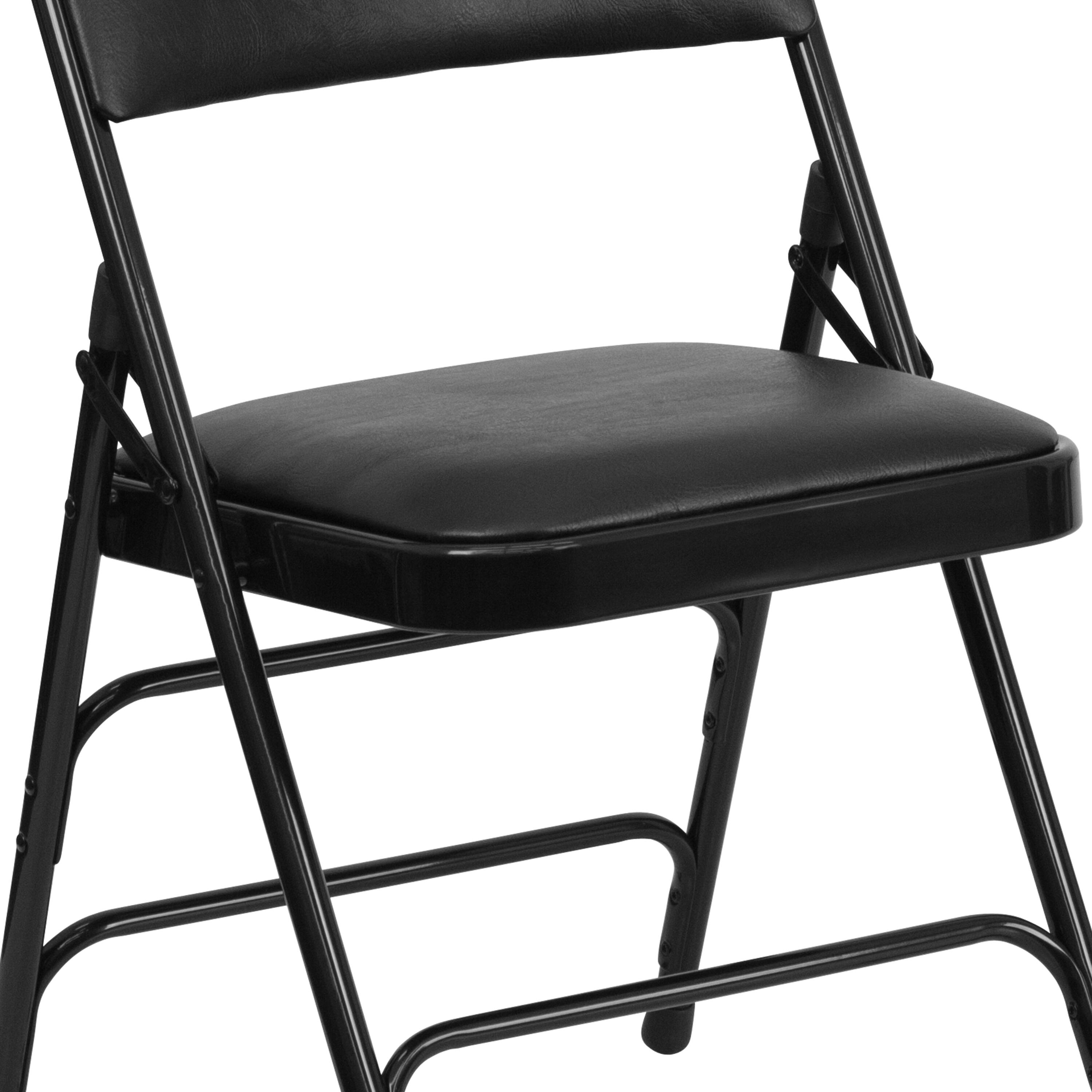 Alt View 10. Emma + Oliver - 2 Pack Home & Office Portable Party Events Padded Metal Folding Chair - Black Vinyl/Black Frame.