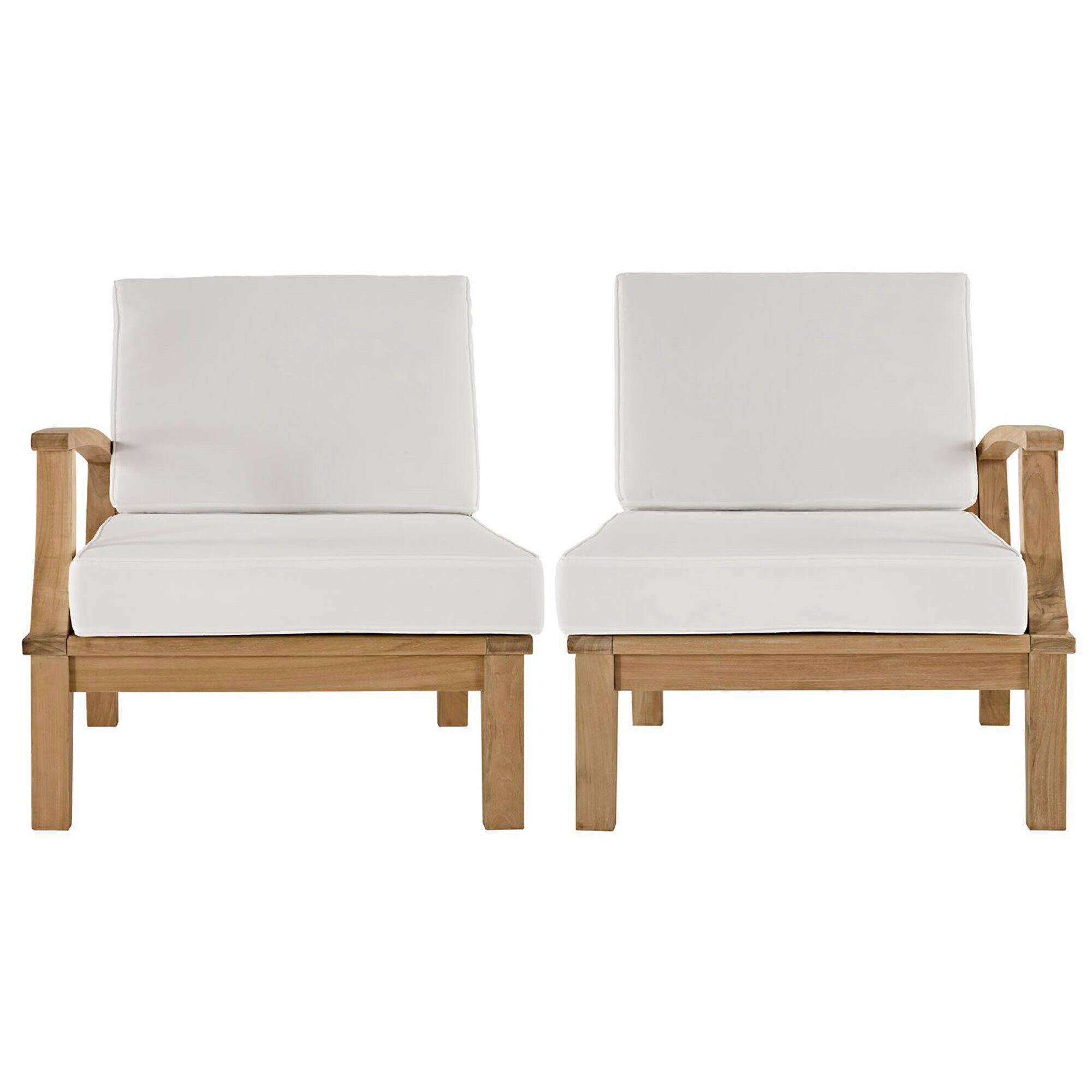 Angle. Modway - Marina 2 Piece Outdoor Patio Teak Set by Modway - Natural White.