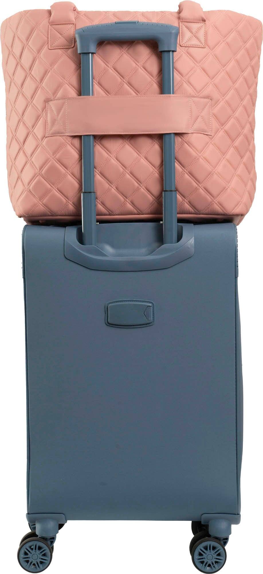 Alt View 2. Joan & David - Joan & David 21 Inch Diamond Quilted Puffer Nylon Travel Workbook Tote - Blush - Blush.