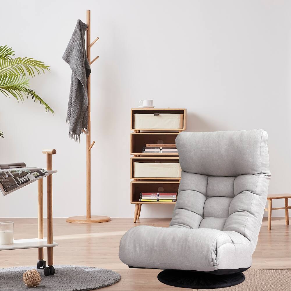 Alt View 9. Loheer - Loheer Adjustable Floor Chair Japanese Lazy Sofa Reclining Chair with Footrest Grey - Grey.