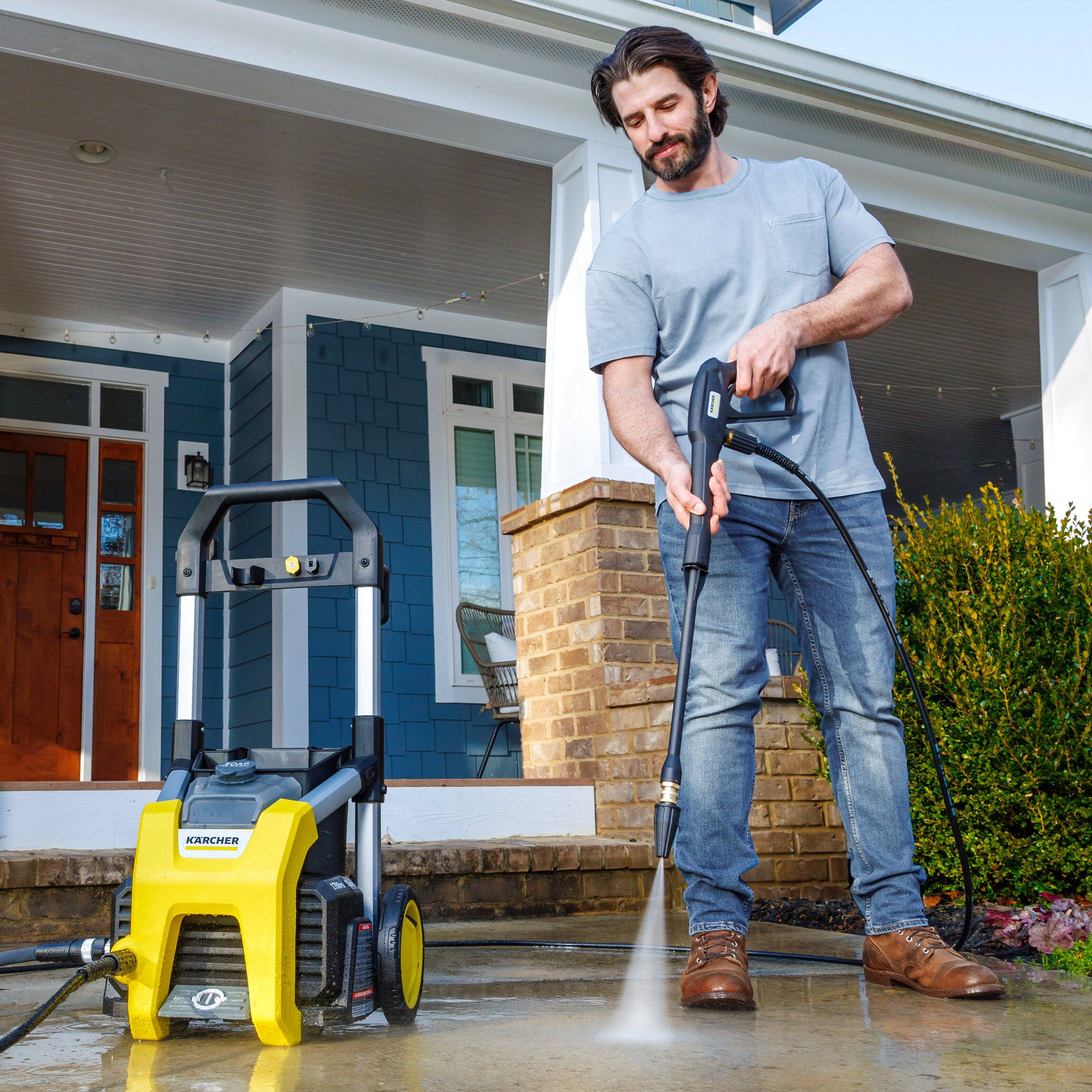 Alt View 4. Karcher - Pressure Washer K1700, Detergent Tank, For Cars, Driveways, Siding, Patios - Max 1.46 GPM - Yellow.