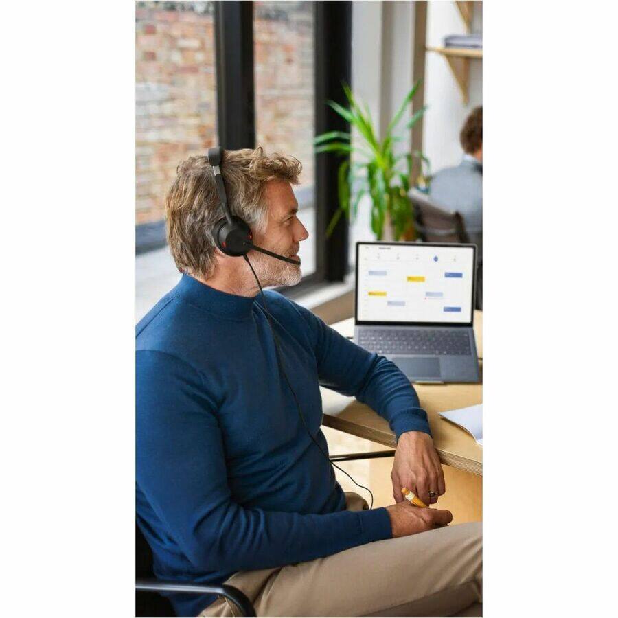 Alt View 3. Jabra - Jabra Evolve2 50 Headset - Microsoft Teams Certification - Mono - USB Type C, USB Type A - Wired/Wireless - Bluetooth - Blue.