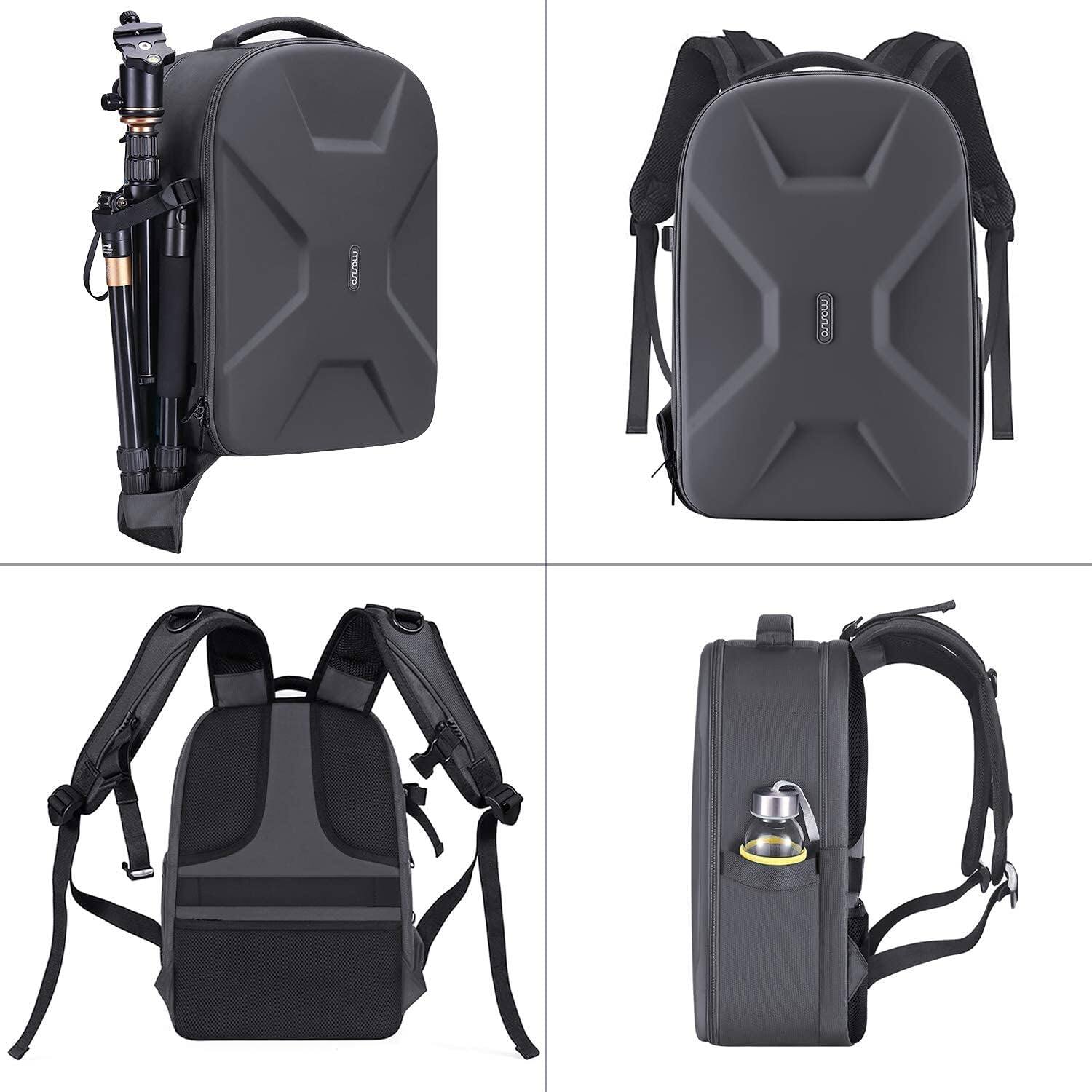 Alt View 1. mosiso - Camera Backpack 15-16 inch Waterproof Hardshell Camera Bag with Tripod Holder&Laptop Compartment - Gray.