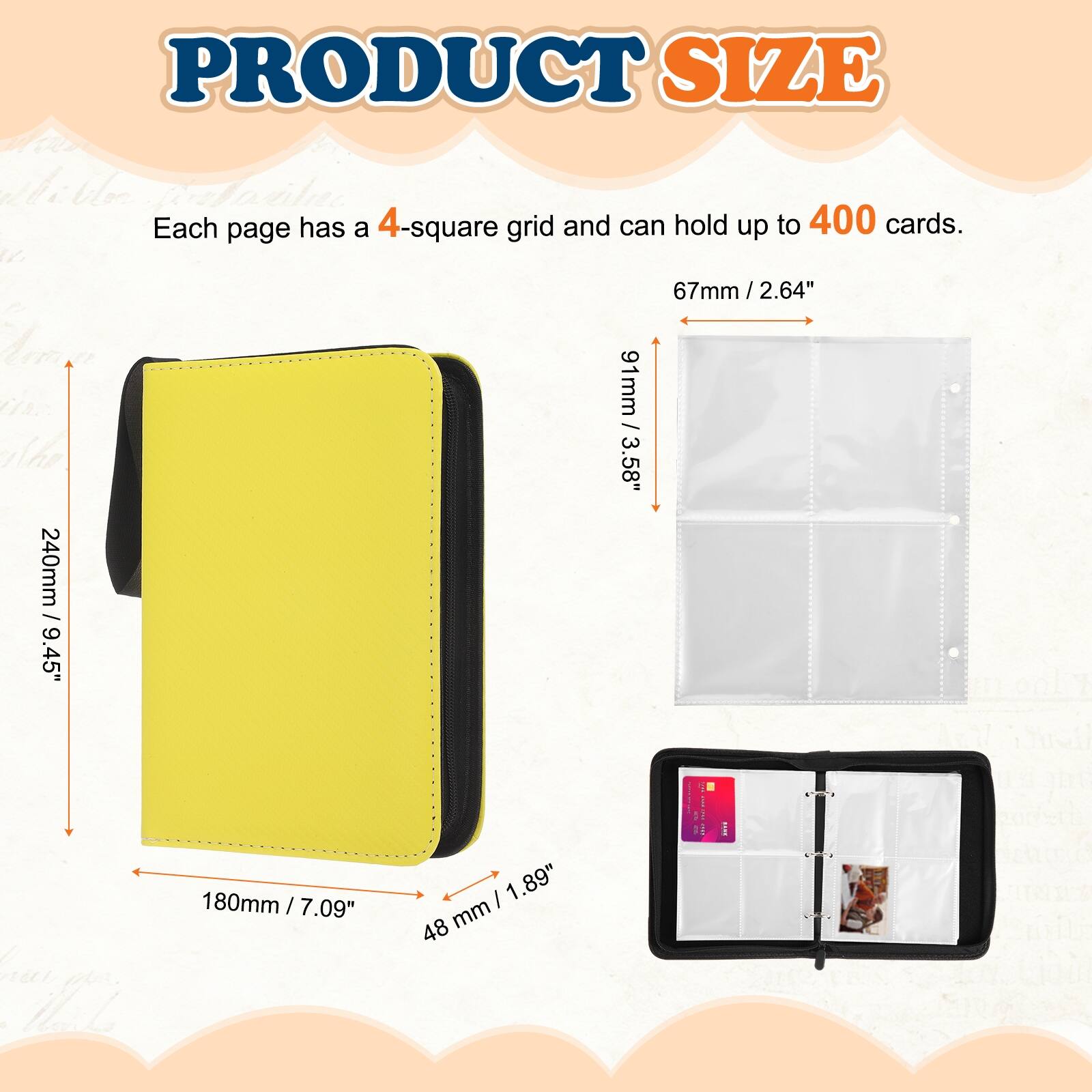 400 card binder Unique Bargains - 4 Pocket Trading Card Binder, Holds 400 Top Loaders  Light-Textured PU Cover with Zipper for TCG Game