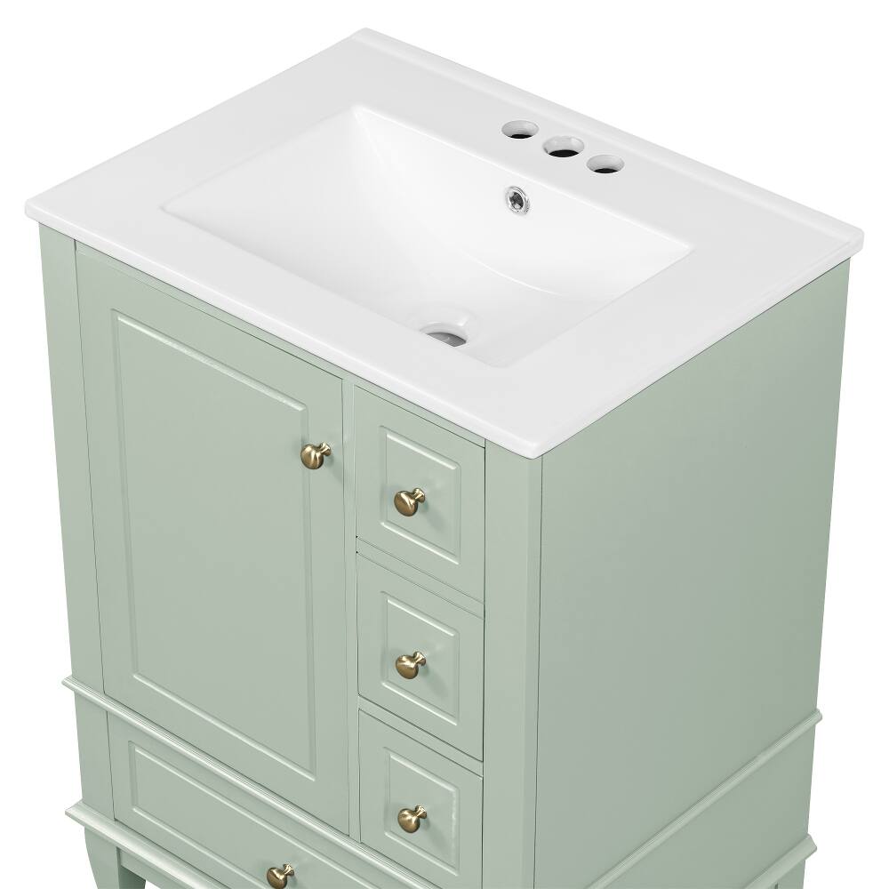 Alt View 7. Loheer - Loheer 24 Inch Bathroom Vanity with Sink Green Freestanding Vanity Cabinet Modern Sink Cabinet for Small Bathrooms - Green.