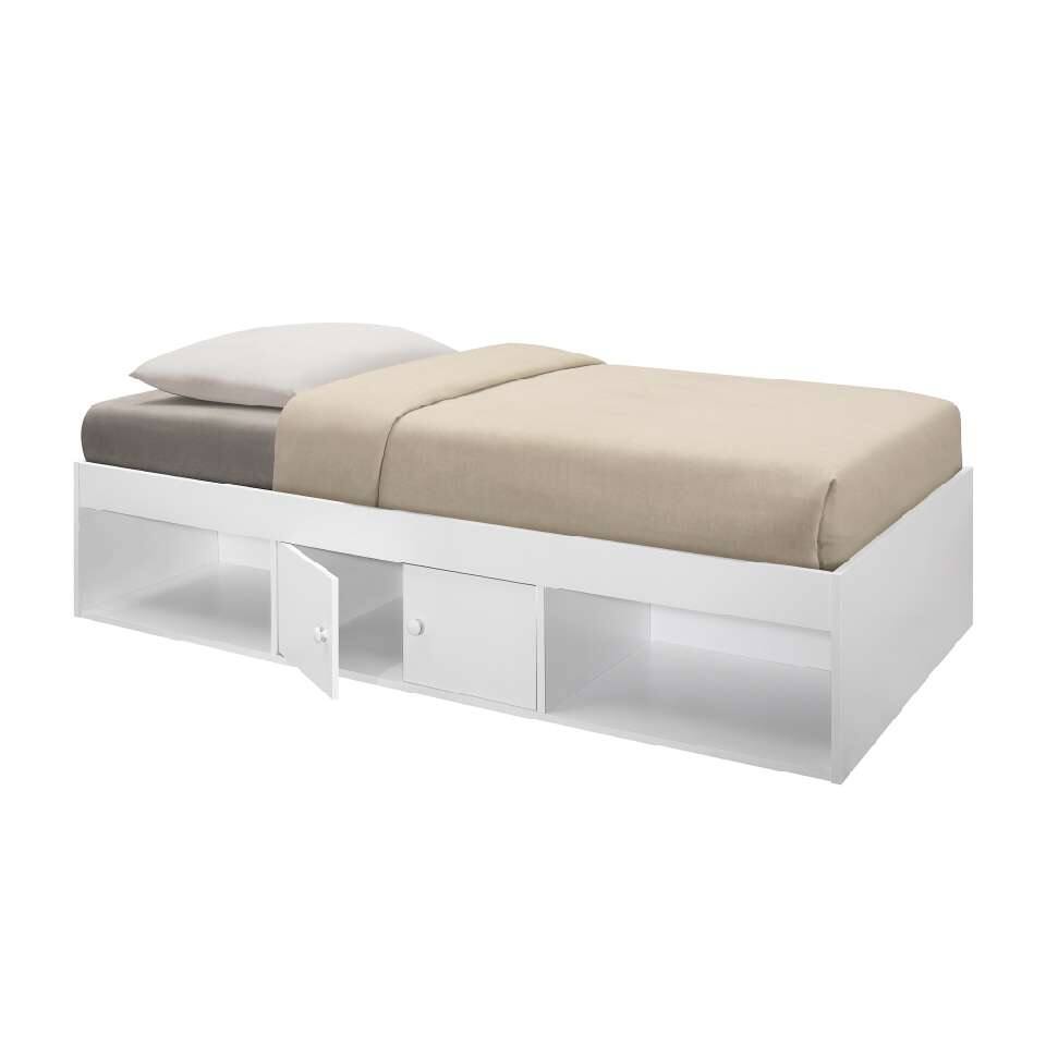 Angle. Kings Brand Furniture - Kings Brand Furniture Twin Storage Plat form bed with 2 Drawers - White.
