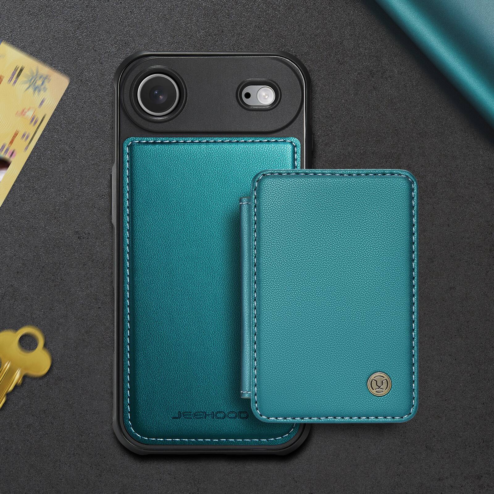 Alt View 4. Dteck - 2-in-1 Wallet Case for Apple iPhone Air with Magnetic Card Holder, RFID PU Leather Flip Folio Kickstand Cover - Blue.