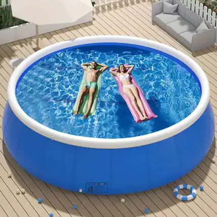 Front. Anysun - 244x63cm Inflatable Butterfly Swimming Pool with Coil Mesh, Durable PVC Outdoor Pool for Garden or Backyard - Blue.