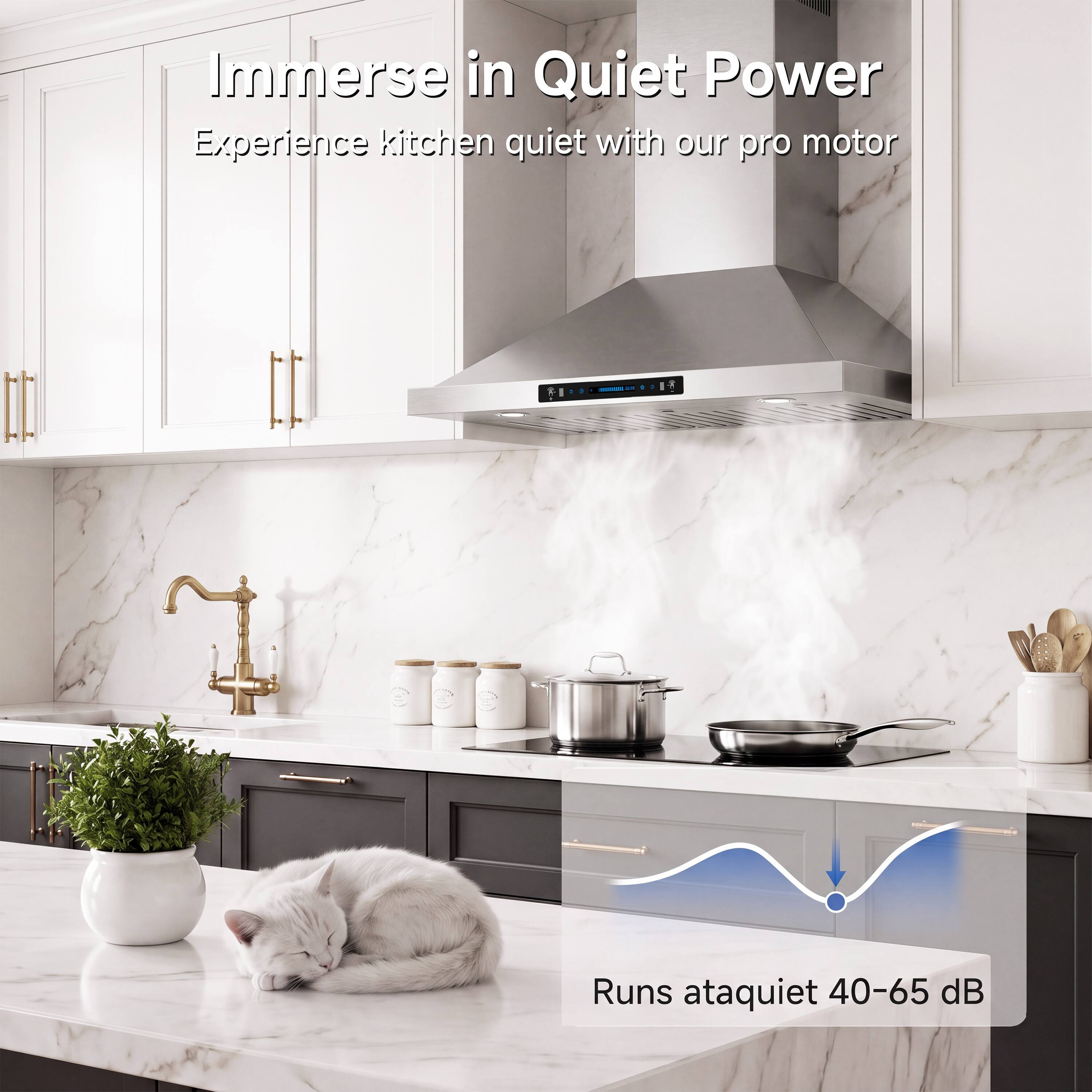 Immerse in Quiet Power  
Experience kitchen quiet with our pro motor  

Runs at a quiet 40-65 dB