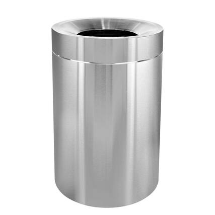 Front. Alpine Industries - 50 Gallon Stainless Steel Commercial Indoor Trash Can - Silver.