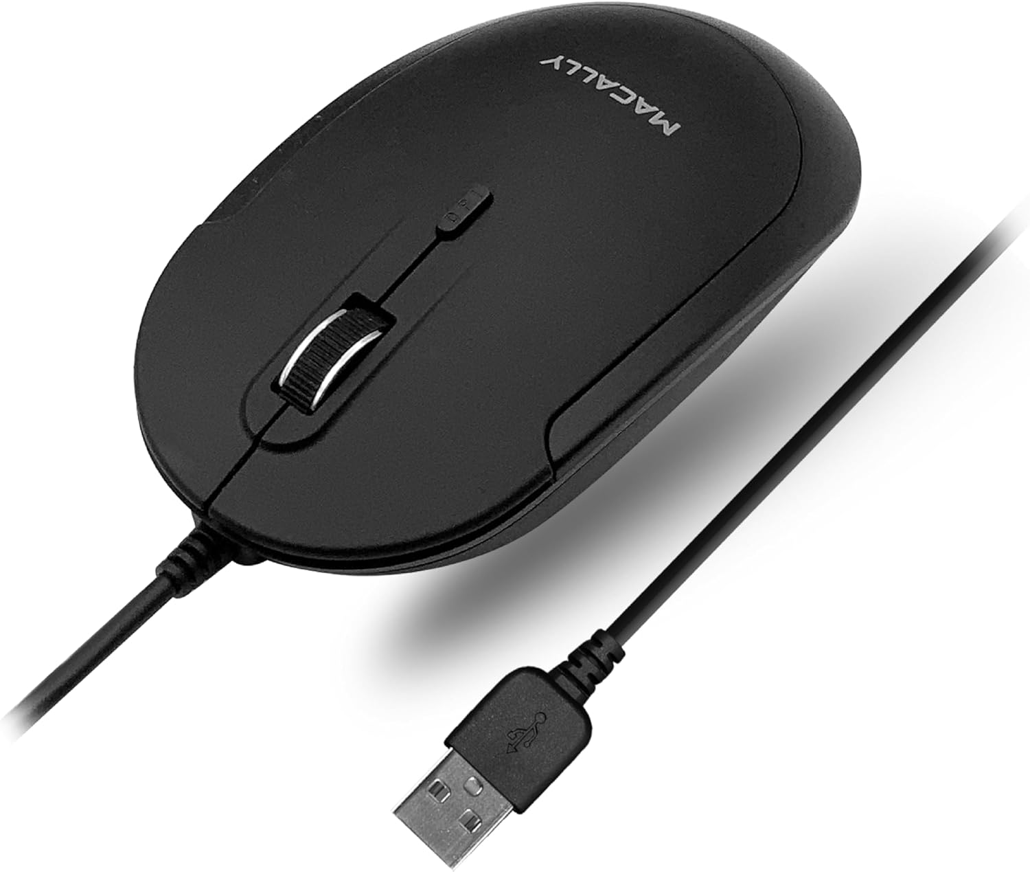 Front. Macally - Macally Computer Mouse Wired, Silent USB Mice - Slim & Compact USB for Apple Mac or Windows PC Laptop/Desktop - Black - Black.