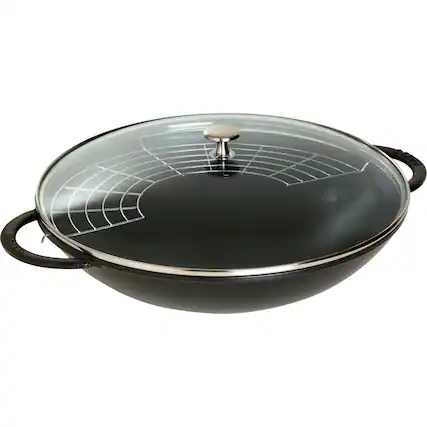 Front. Staub - Staub Cast Iron 6-qt Wok - Matte Black - Matte Black.
