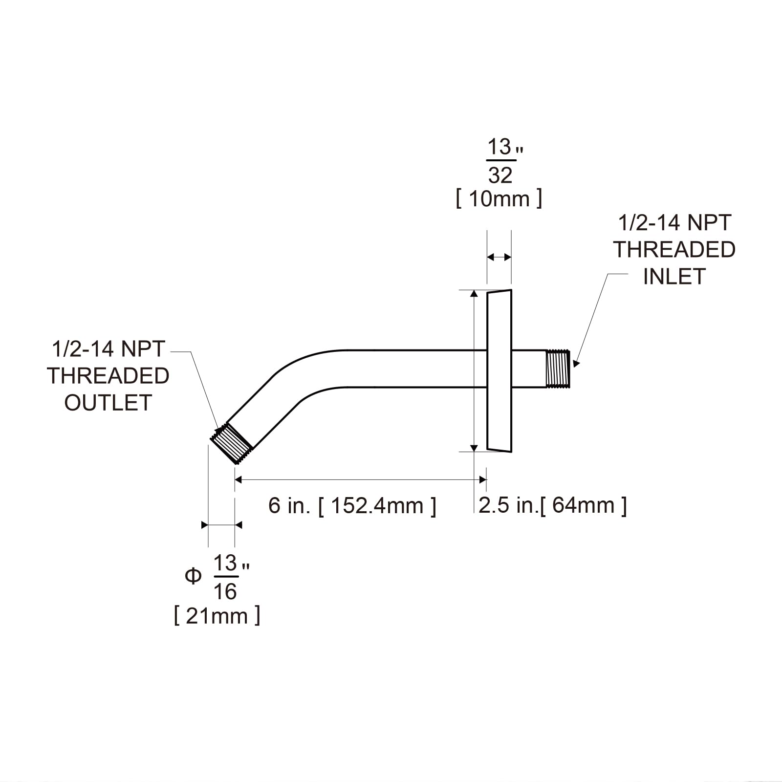 1/2-14 NPT THREADED INLET  
1/2-14 NPT THREADED OUTLET  
13" [10mm]  
6 in. [152.4mm]  
2.5 in. [64mm]  
Φ 13" [21mm]