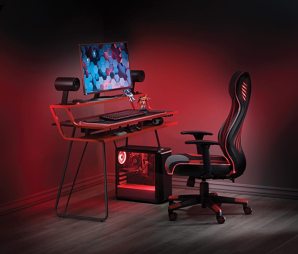 Alt View Zoom 12. OSP Home Furnishings - Glitch Battlestation Gaming Desk - Red.