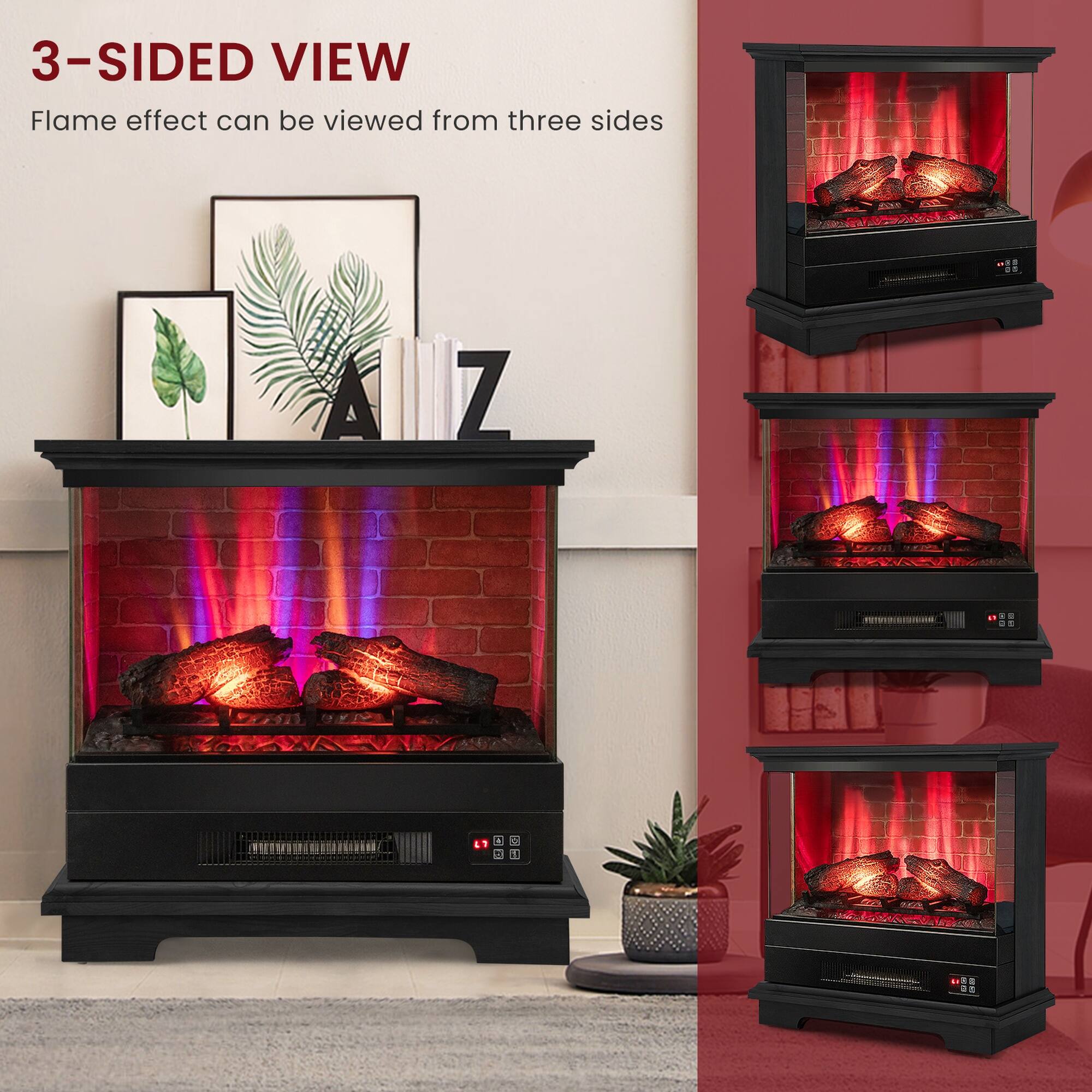 3-SIDED VIEW  
Flame effect can be viewed from three sides