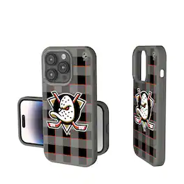 Keyscaper - NHL - Anaheim Ducks Plaid Soft Touch iPhone Case - 14 - Gray