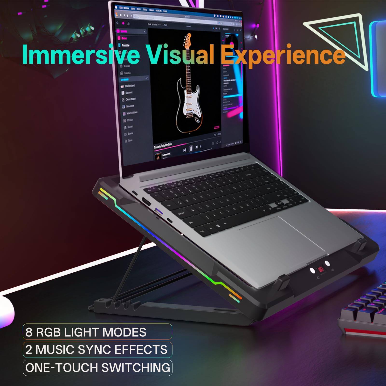 - Immersive Visual Experience
- 8 RGB Light Modes
- 2 Music Sync Effects
- One-Touch Switching