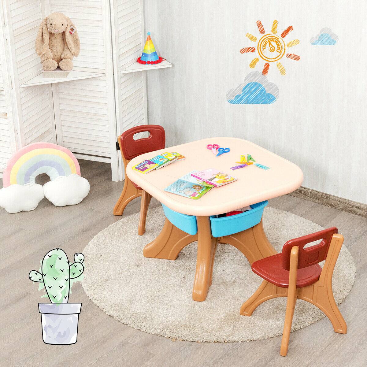 Alt View 2. Gymax - Gymax Children Kids Activity Table Chair Set Play Set Furniture W/Storage - Coffee.