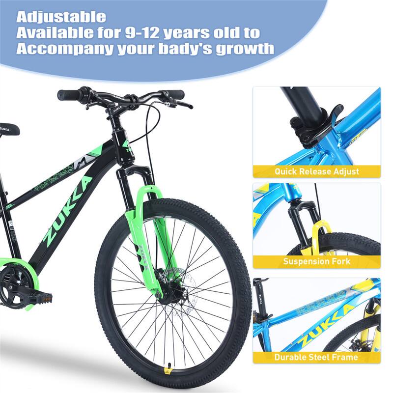 Adjustable  
Available for 9-12 years old to Accompany your baby's growth  

TUNKA ZUKKA  
Quick Release Adjust Suspension Fork  
ZUKKA Durable Steel Frame