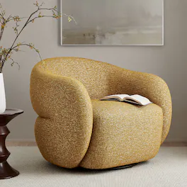 Selby Textured Woven Fabric Swivel Accent Chair by Modway - Mustard