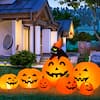 Front. Costway - Halloween 7.5 FT Inflatable Pumpkin Combo Decoration w/ Witch Black Cat - Orange.