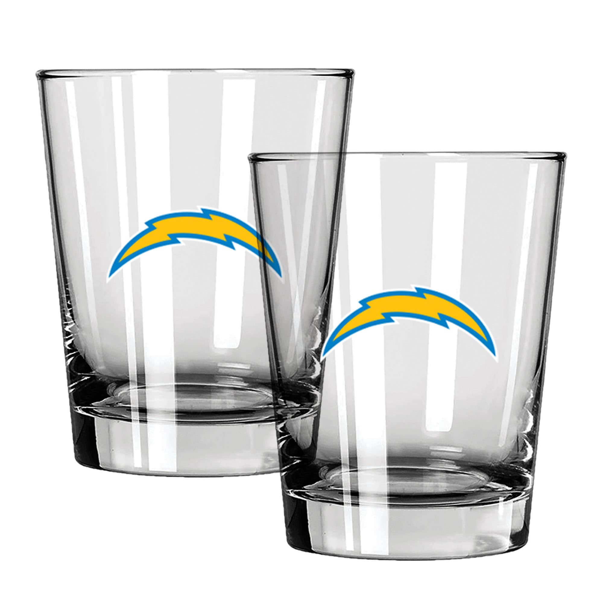 Front. The Memory Company - Los Angeles Chargers 15oz. Two-Pack Rocks Glass Gift Set - Multicolor.