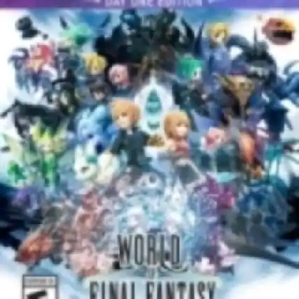 The text on the image should be grouped and corrected as follows:
- "WORLD OF FINAL FANTASY"
- "DAY ONE EDITION" - E10+ (Everyone 10+)