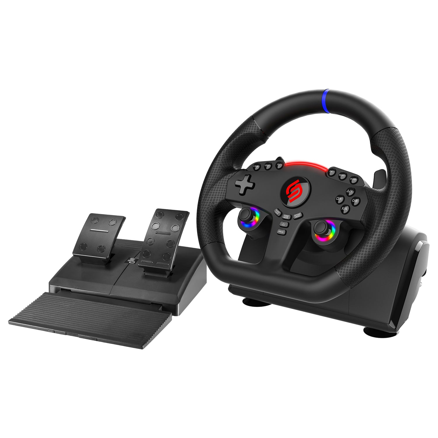 Subsonic - 270 GT5 Racing Wheel with Pedal Set, Dual LED Sticks for PS5, PC - Black