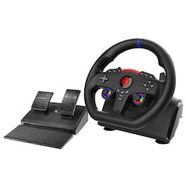 Subsonic - 270 GT5 Racing Wheel with Pedal Set, Dual LED Sticks for PS5, PC - Black