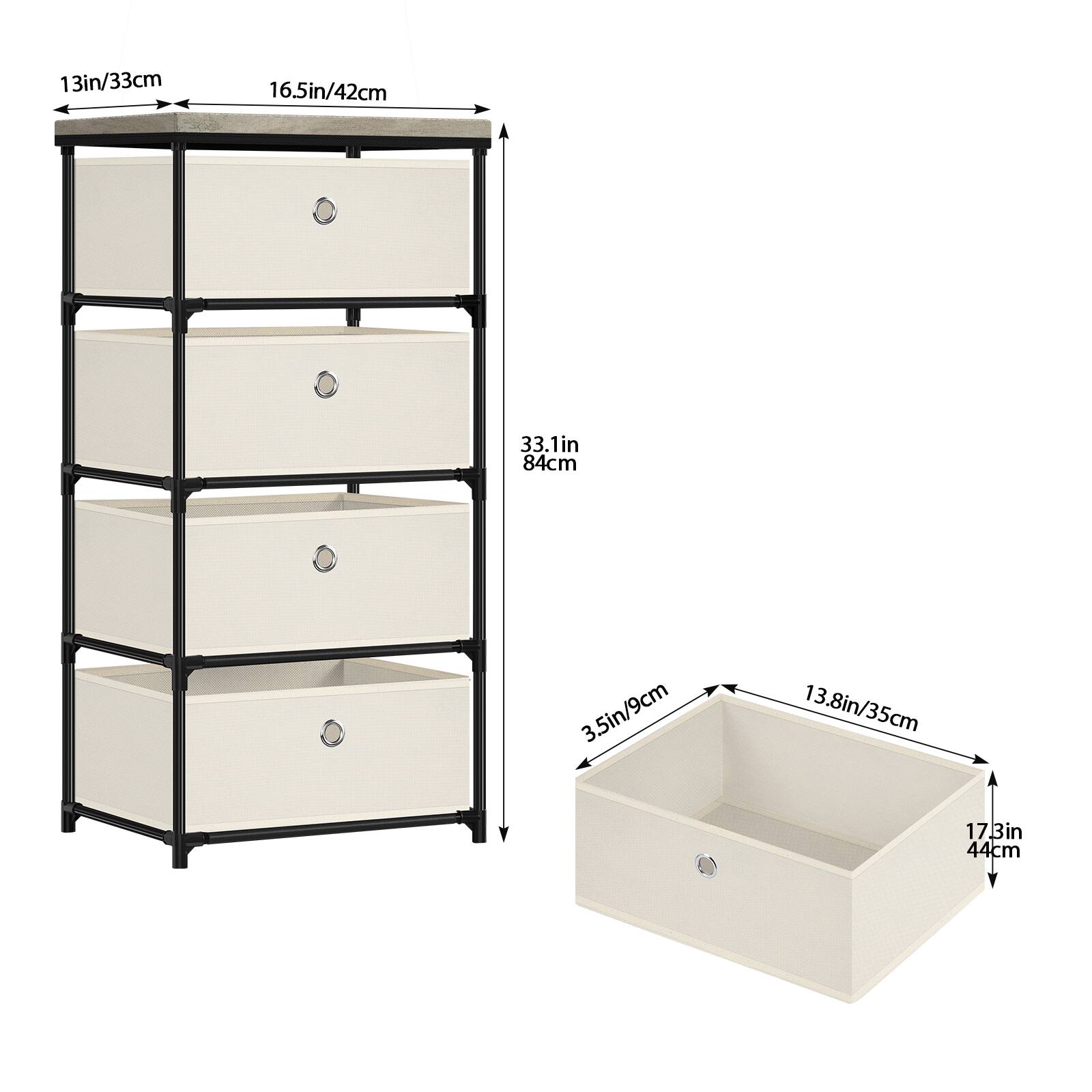 13in/33cm  
16.5in/42cm  
33.1in/84cm  
3.5in/9cm  
13.8in/35cm  
17.3in/44cm