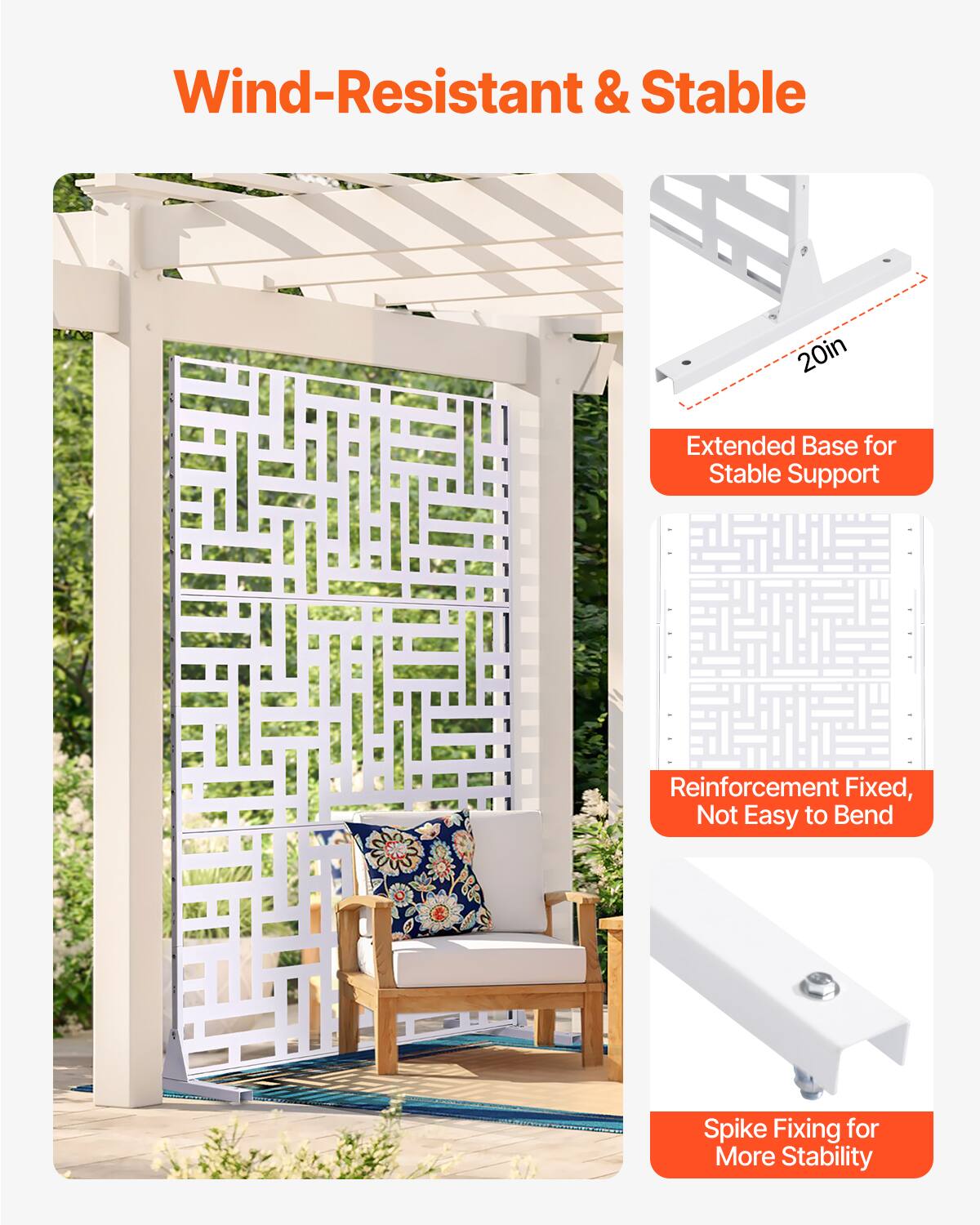 Wind-Resistant & Stable

Extended Base for Stable Support

Reinforcement Fixed, Not Easy to Bend

Spike Fixing for More Stability