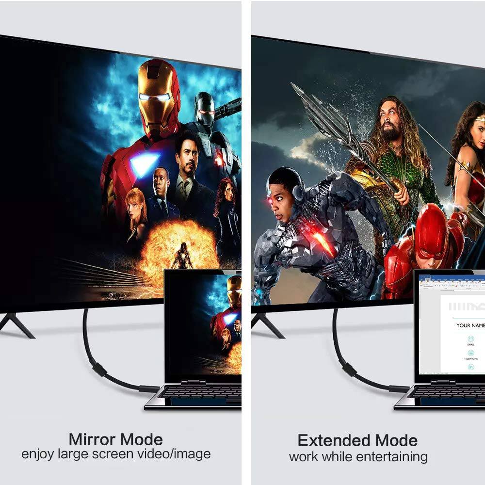 Mirror Mode  
enjoy large screen video/image  

Extended Mode  
work while entertaining