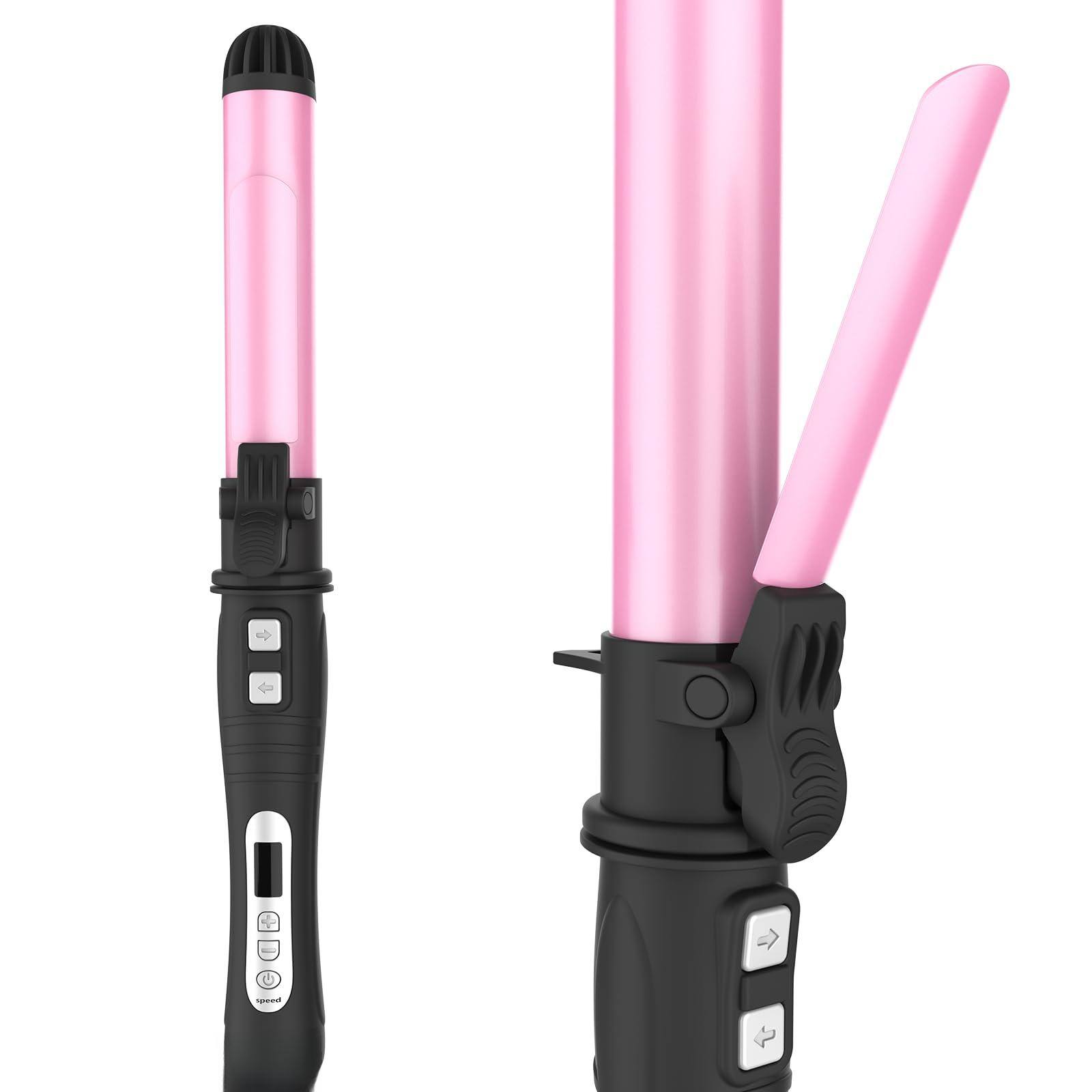 Left. Live At Space - [upgraded] Rotating Curling Iron 1.25 Inch Auto Ceramic Adjustable Temps 180 °f To 410 Dual A Valentines Day - Default.