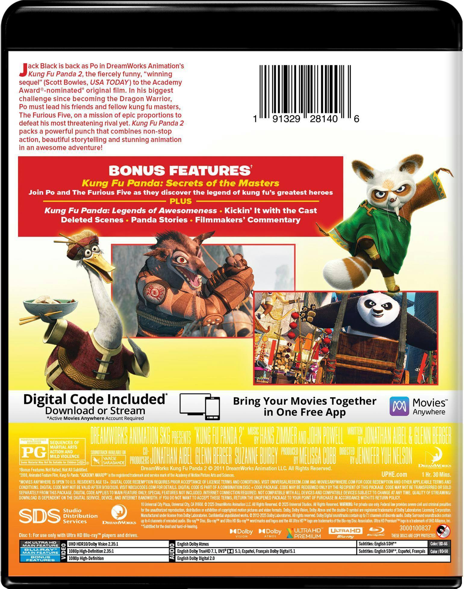 Back. Kung Fu Panda 2   - 4K Blu-Ray.