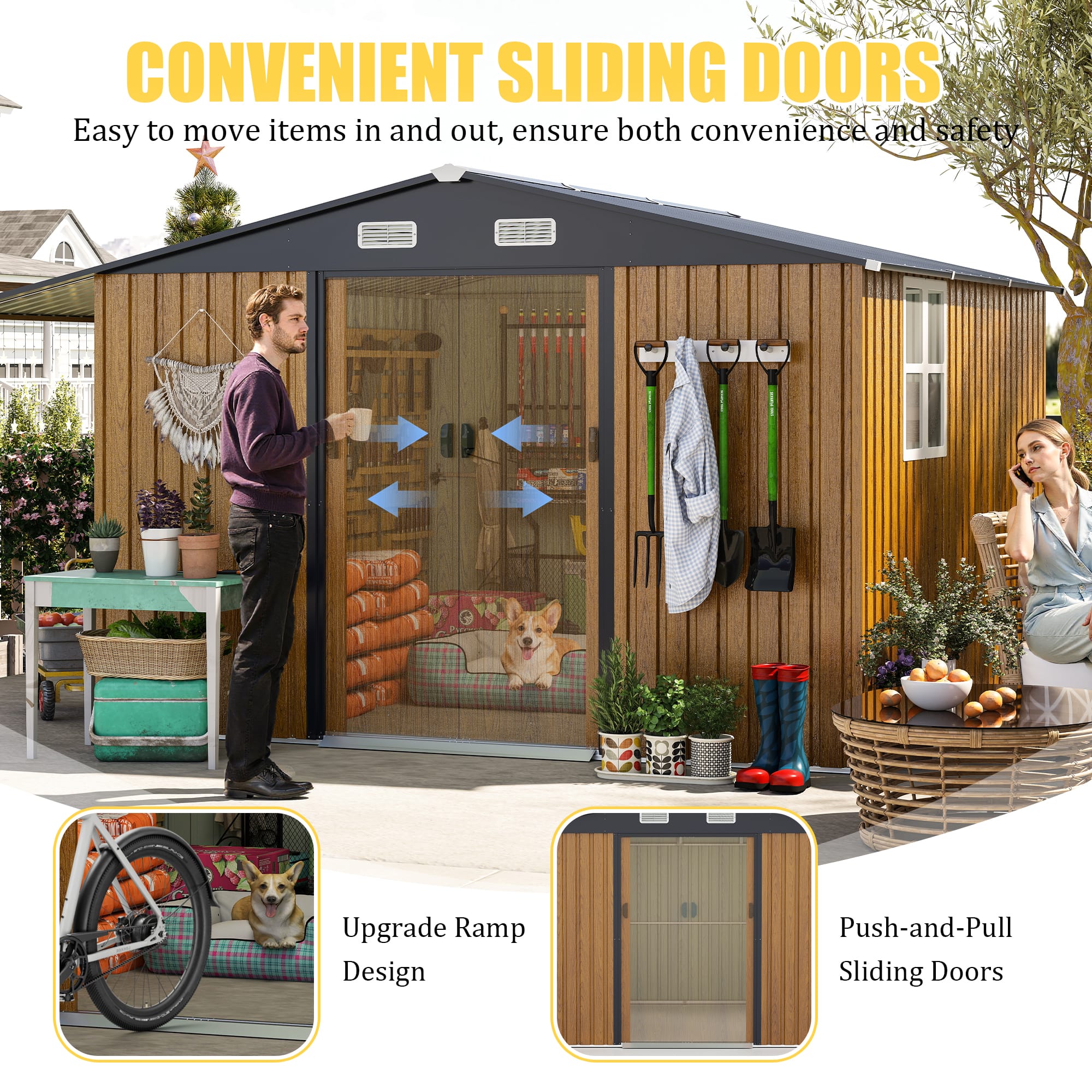 Mondawe 10x12 Ft Outdoor Storage Shed with Dual Zone Design for