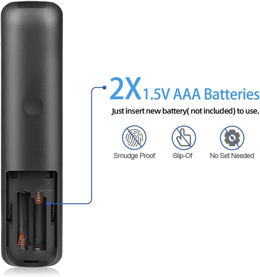 2X 1.5V AAA Batteries  
Just insert new battery (not included) to use.  
Smudge Proof  
Slip-Off  
No Set Needed