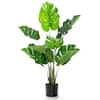 Front. Costway - Costway 4FT Artificial Monstera Deliciosa Plant Palm Tree Indoor Outdoor - Green.