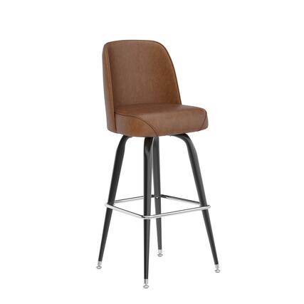 Front. Emma + Oliver - Metal Barstool with Swivel Bucket Seat - Weathered Brown.
