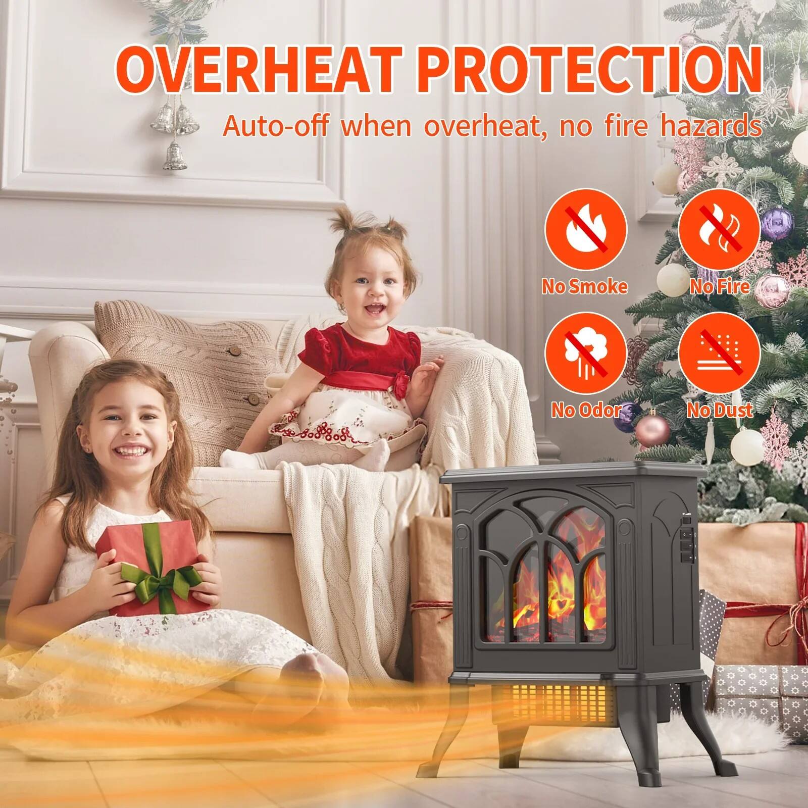 **OVERHEAT PROTECTION**

Auto-off when overheats, no fire hazards

- No Smoke
- No Fire
- No Odor
- No Dust